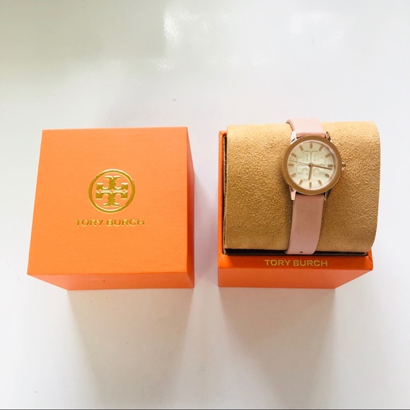 TORY BURCH Gigi Pink Leather Strap Watch 28mm NWT - Picture 4 of 14